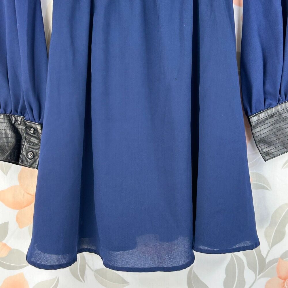 Very J Dress Womens Small Blue Elastic Waist Deep V Neck Long Sleeve Pullover - Picture 11 of 15